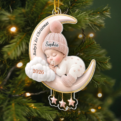 Custom Acrylic Ornament - Personalized Baby Shower, Gender Reveal Gifts For New Moms, New Dads, New Parents - Tiny Miracle Arrived Ornament