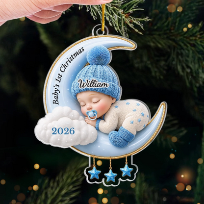 Custom Acrylic Ornament - Personalized Baby Shower, Gender Reveal Gifts For New Moms, New Dads, New Parents - Tiny Miracle Arrived Ornament