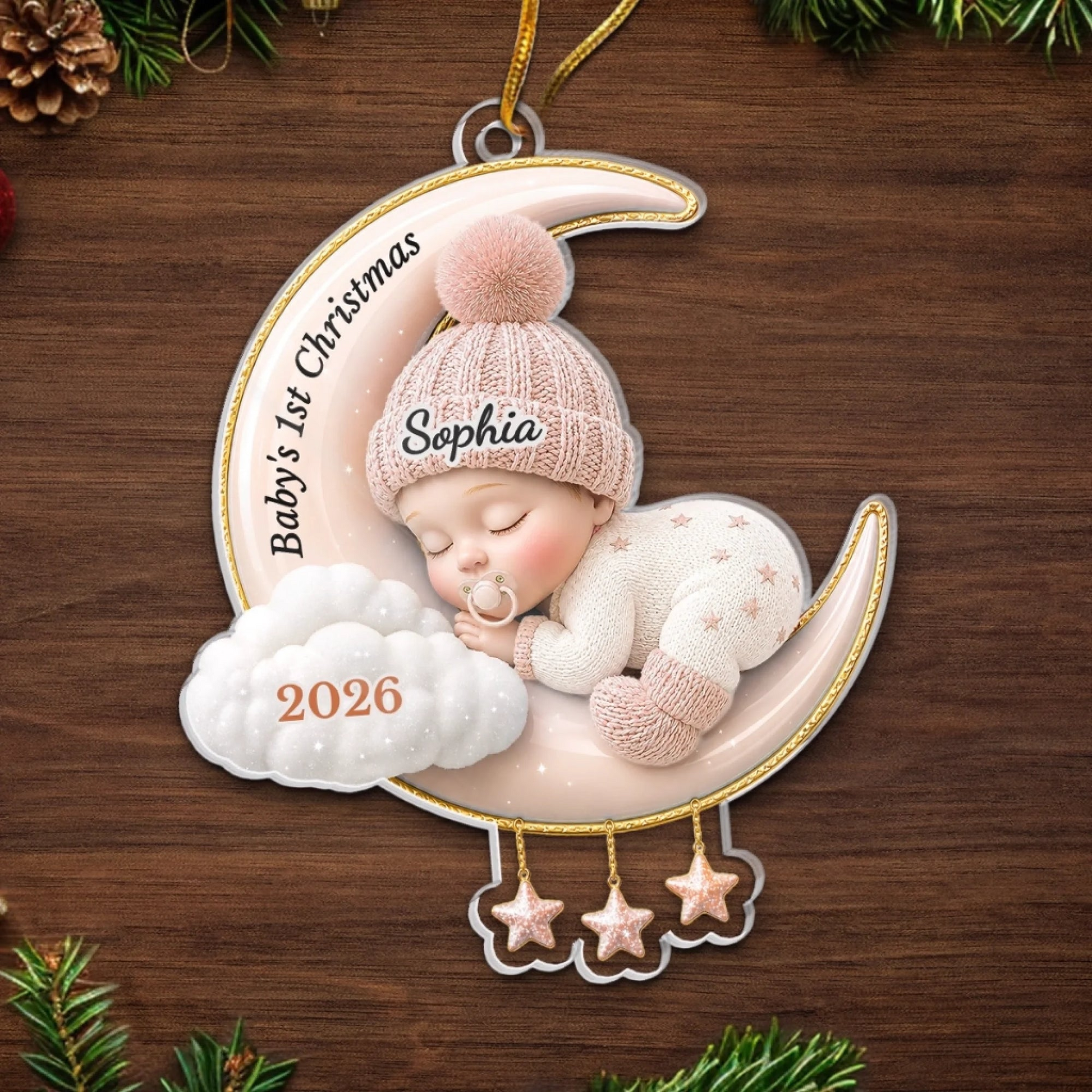 Custom Acrylic Ornament - Personalized Baby Shower, Gender Reveal Gifts For New Moms, New Dads, New Parents - Tiny Miracle Arrived Ornament