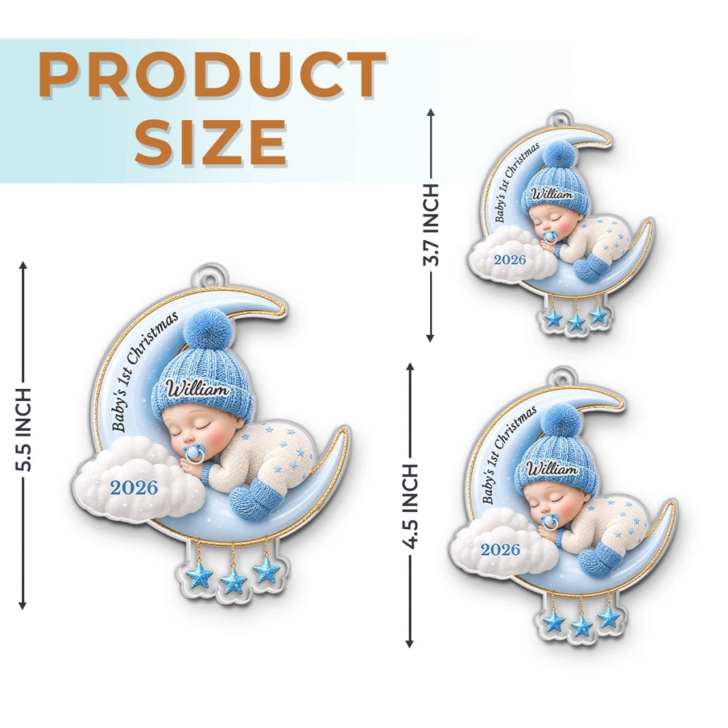 Custom Acrylic Ornament - Personalized Baby Shower, Gender Reveal Gifts For New Moms, New Dads, New Parents - Tiny Miracle Arrived Ornament