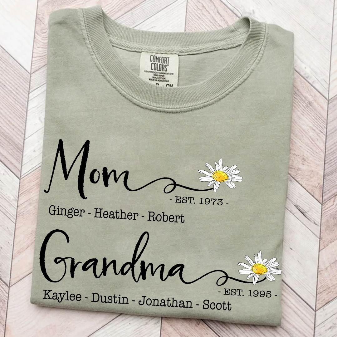 Personalized Mom & Grandma Shirt – Custom Family Name T-Shirt with Birth Year – Unique Gift for Mothers & Grandmothers, Birthday, Mother’s Day