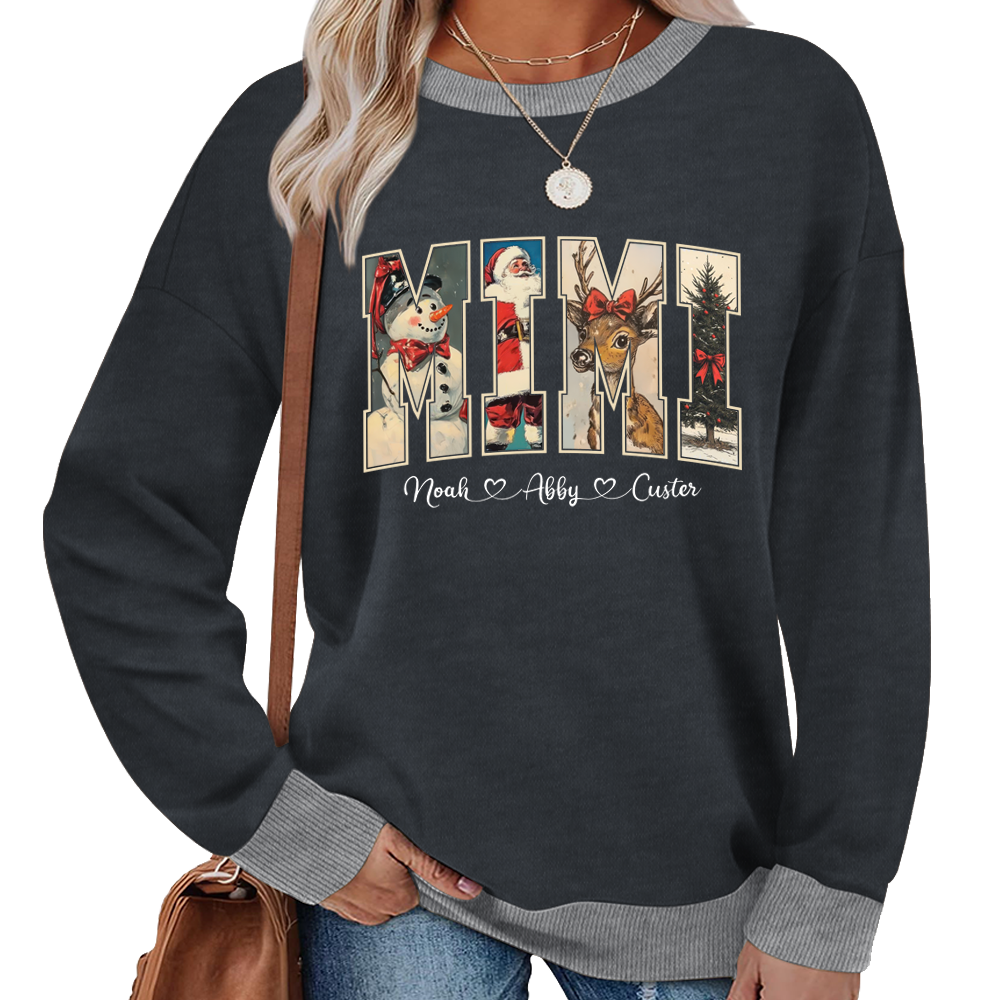 Personalized Mimi Christmas Sweatshirt with Grandkids’ Names Sweatshirt Mix