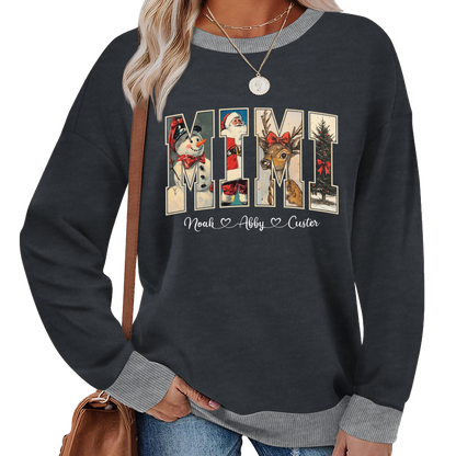 Personalized Mimi Christmas Sweatshirt with Grandkids’ Names Sweatshirt Mix