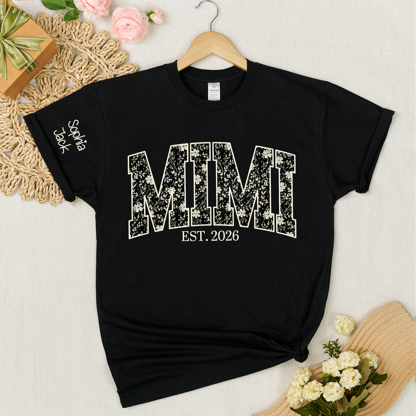 Personalized Nana Shirt with Floral Design – Custom Family Name Shirt for Grandmas