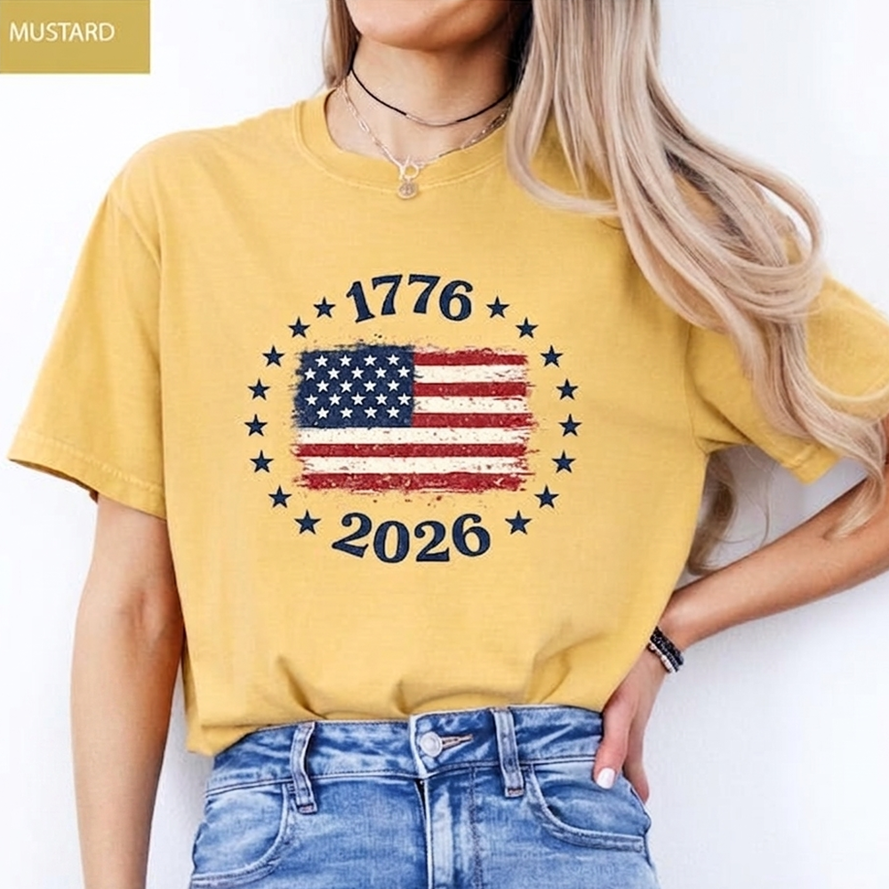 Comfort Colors America 1776 2026 Shirt, Distressed American Flag Graphic Tee, Patriotic USA Anniversary Celebration Apparel, America 250th Anniversary Shirt