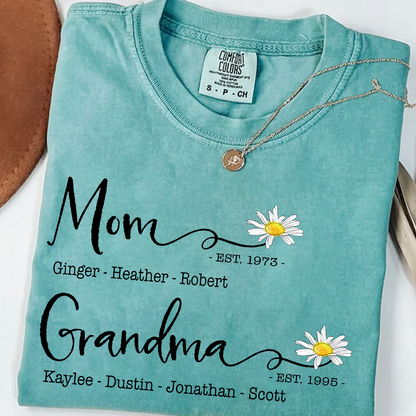 Personalized Mom & Grandma Shirt – Custom Family Name T-Shirt with Birth Year – Unique Gift for Mothers & Grandmothers, Birthday, Mother’s Day