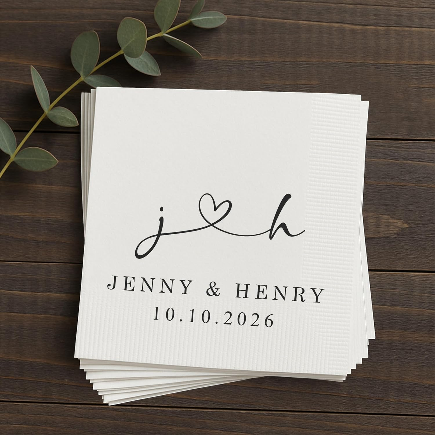 Personalized Wedding Cocktail Napkins – Custom Name Elegant Bride & Groom Table Decor