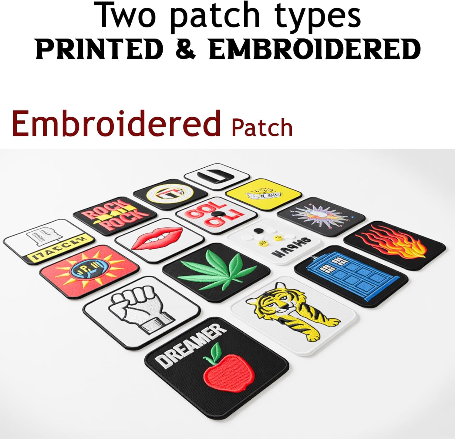 Custom Embroidered Patches – Personalized Logo, Image, or Text, Iron-On/Sew-On/Hook & Loop, 2"–11" for Clothing & Hats