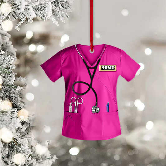 Personalized Nurse Ornament Shape Flat, Custom Name Color Nurse Christmas Ornament Gift for Nurse Nursing, Christmas Decoration Nurse Ornament for Christmas Tree