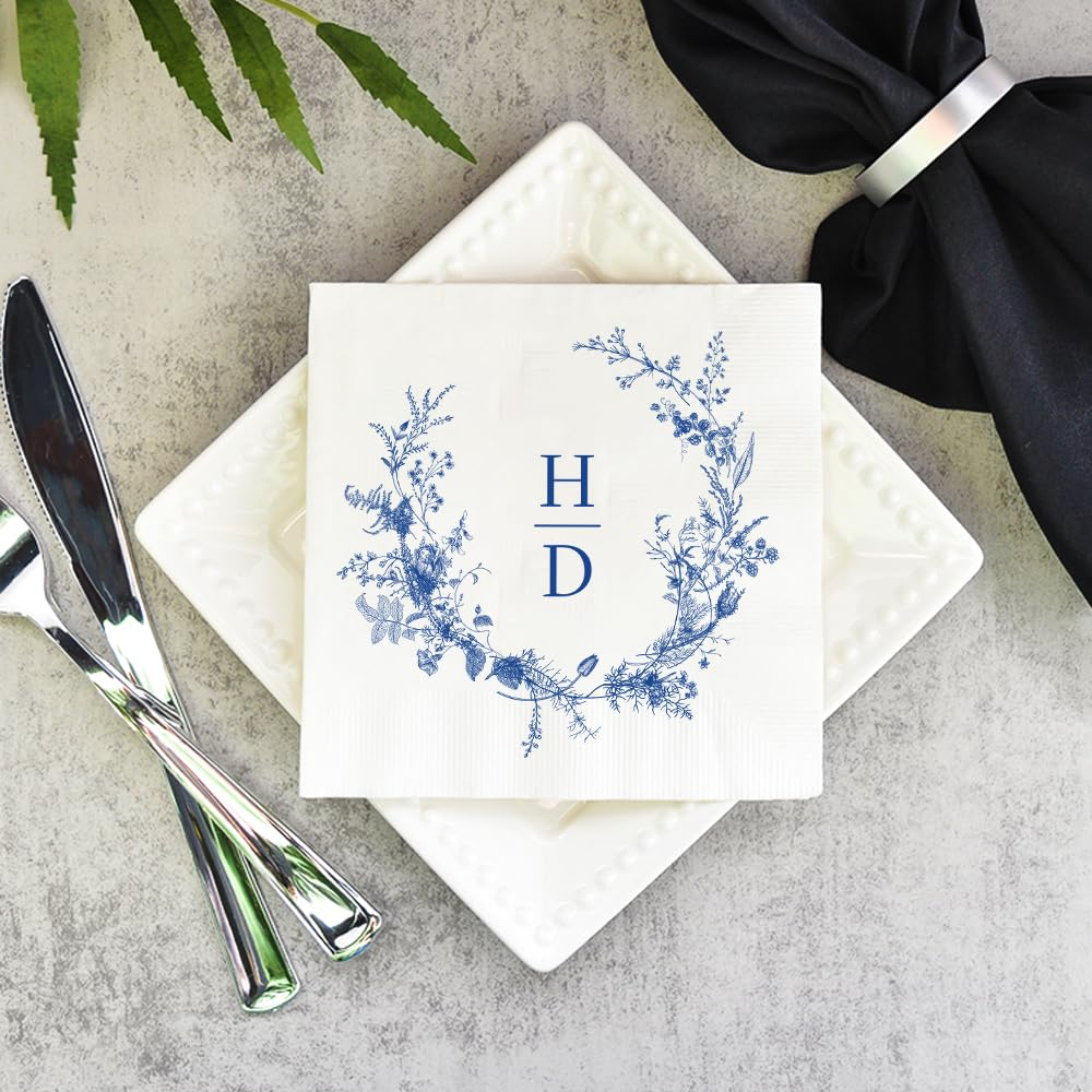 Personalized Wedding Napkins, Mr and Mrs Monogrammed Napkin, Wedding Napkins For Reception, Bridal Shower Engagement Party