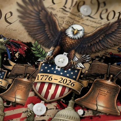 USA 250th Anniversary Hawaiian Shirt, Patriotic Eagle & Statue of Liberty 250 Years of Freedom Gift for Men V5