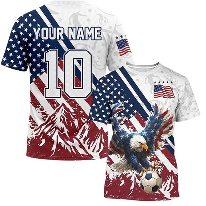 Custom USA Soccer Jersey with Name and Number, Personalized American Football Fan Shirt Game Day Apparel