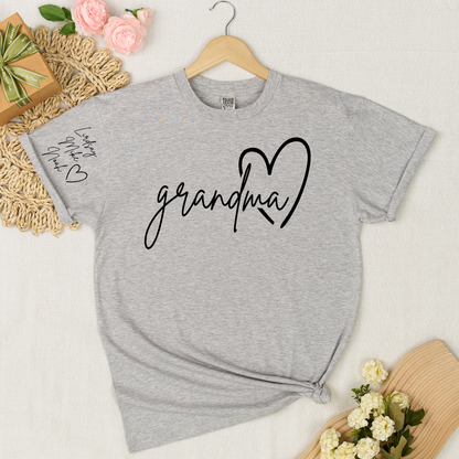 Personalized Grandma Heart T-Shirt with Custom Names - Perfect Gift for Grandma, Family, or Loved Ones