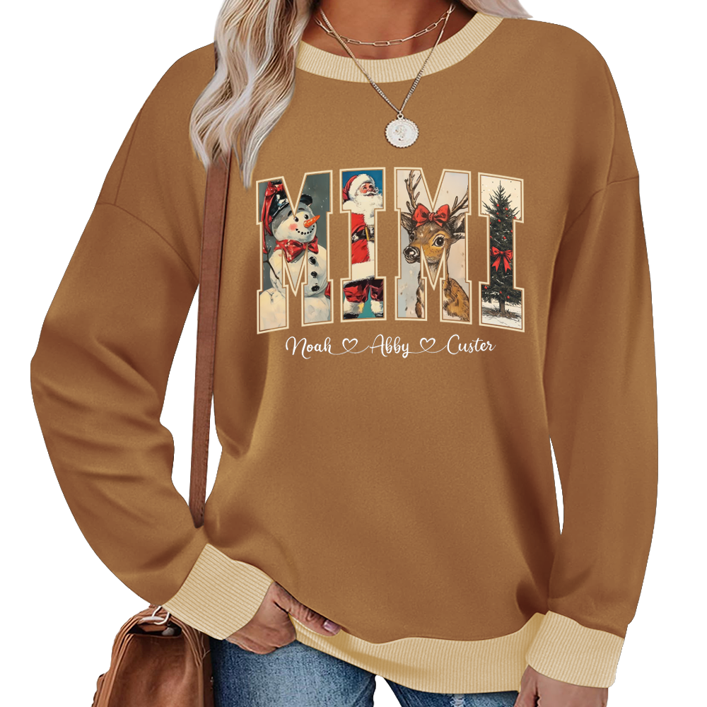 Personalized Mimi Christmas Sweatshirt with Grandkids’ Names Sweatshirt Mix
