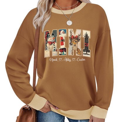 Personalized Mimi Christmas Sweatshirt with Grandkids’ Names Sweatshirt Mix