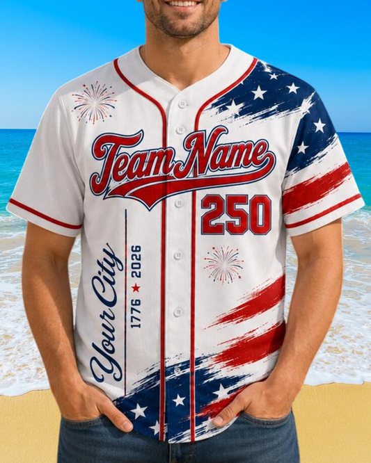 Personalized USA Baseball Jersey Custom Name Number Button Down Sports Shirt Patriotic American Flag Team for Men Women V3