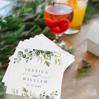 Personalized Wedding Cocktail Napkins, Dinner Napkins for Receptions, Monogrammed Elegant Wedding Paper with Custom Text, Weddings Decors