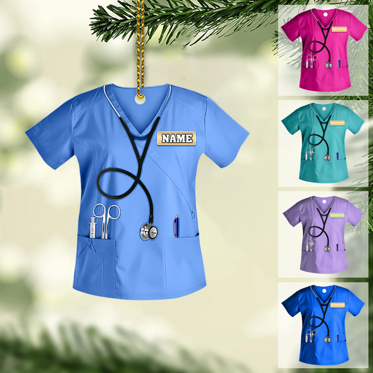 Personalized Nurse Ornament Shape Flat, Custom Name Color Nurse Christmas Ornament Gift for Nurse Nursing, Christmas Decoration Nurse Ornament for Christmas Tree