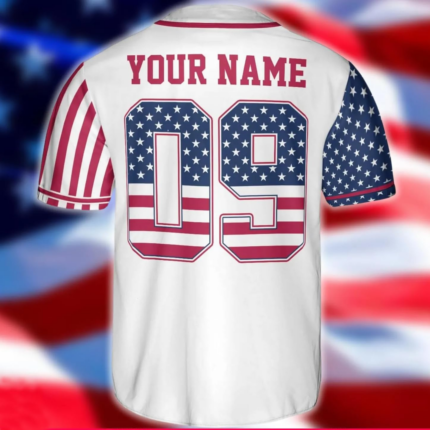 Personalized USA Baseball Jersey Custom Name Number Button Down Sports Shirt Patriotic American Flag Team for Men Women V2