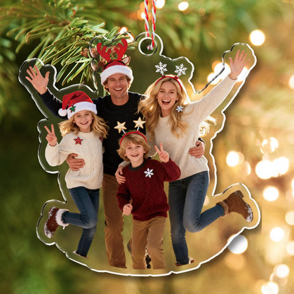 Personalized Family Christmas Ornament 2025, Custom Funny Photo Acrylic Decoration, 2D Double-Layer Design, Unique Xmas Gift For Family Friends Lovers And Pets