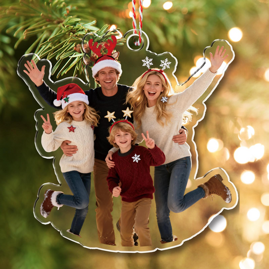 Personalized Family Christmas Ornament 2025, Custom Funny Photo Acrylic Decoration, 2D Double-Layer Design, Unique Xmas Gift For Family Friends Lovers And Pets