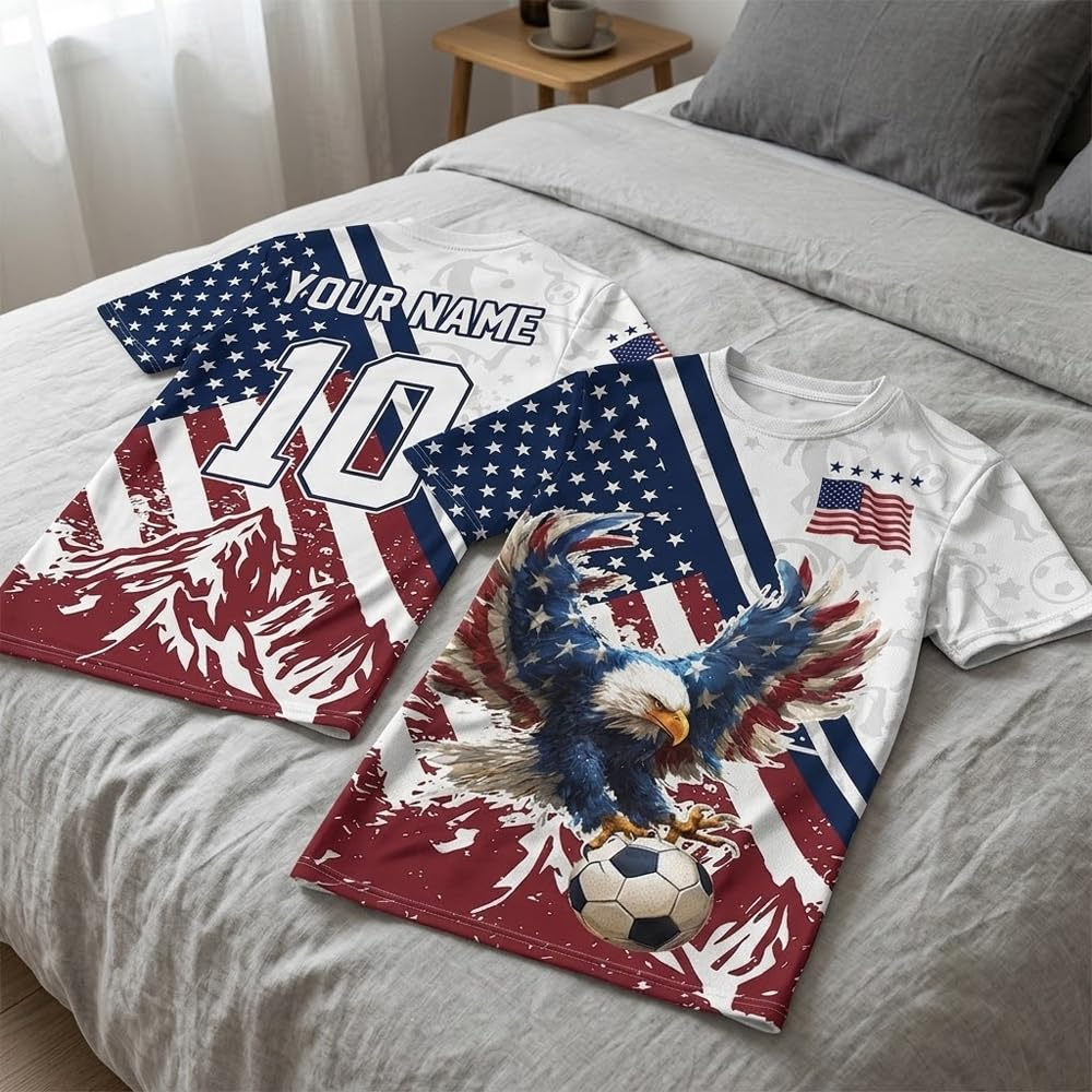 Custom USA Soccer Jersey with Name and Number, Personalized American Football Fan Shirt Game Day Apparel