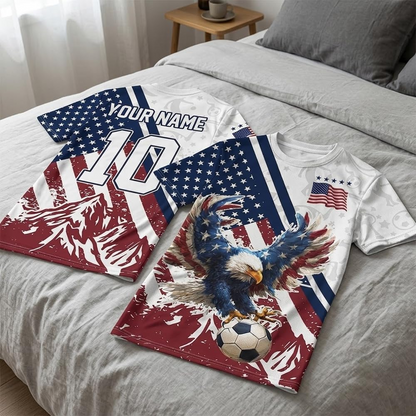 Custom USA Soccer Jersey with Name and Number, Personalized American Football Fan Shirt Game Day Apparel