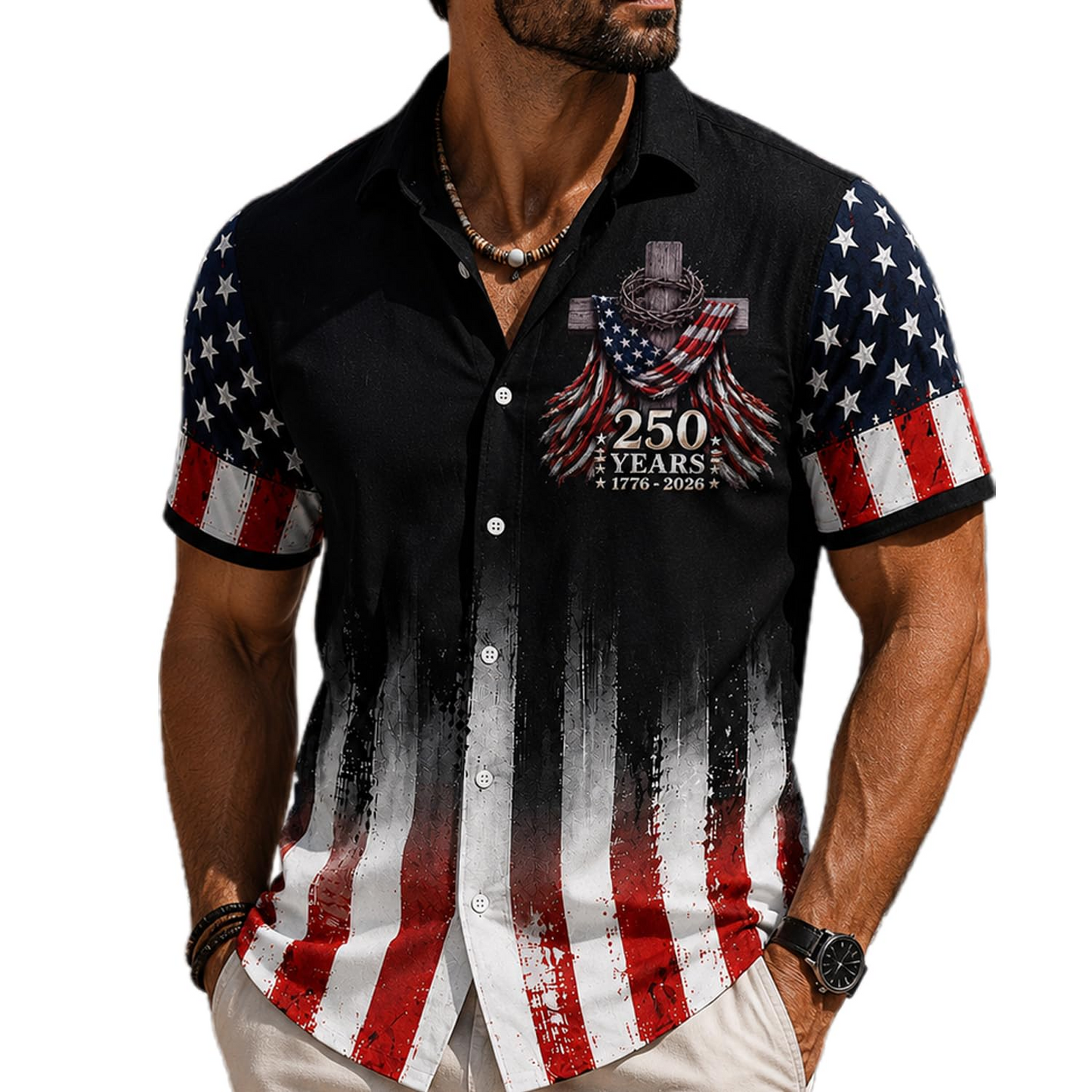 America 250TH Anniversary Hawaiian Shirt 1776-2026, Patriotic Eagle Flag Button Down Shirts Men, Gifts for Independence Day V2