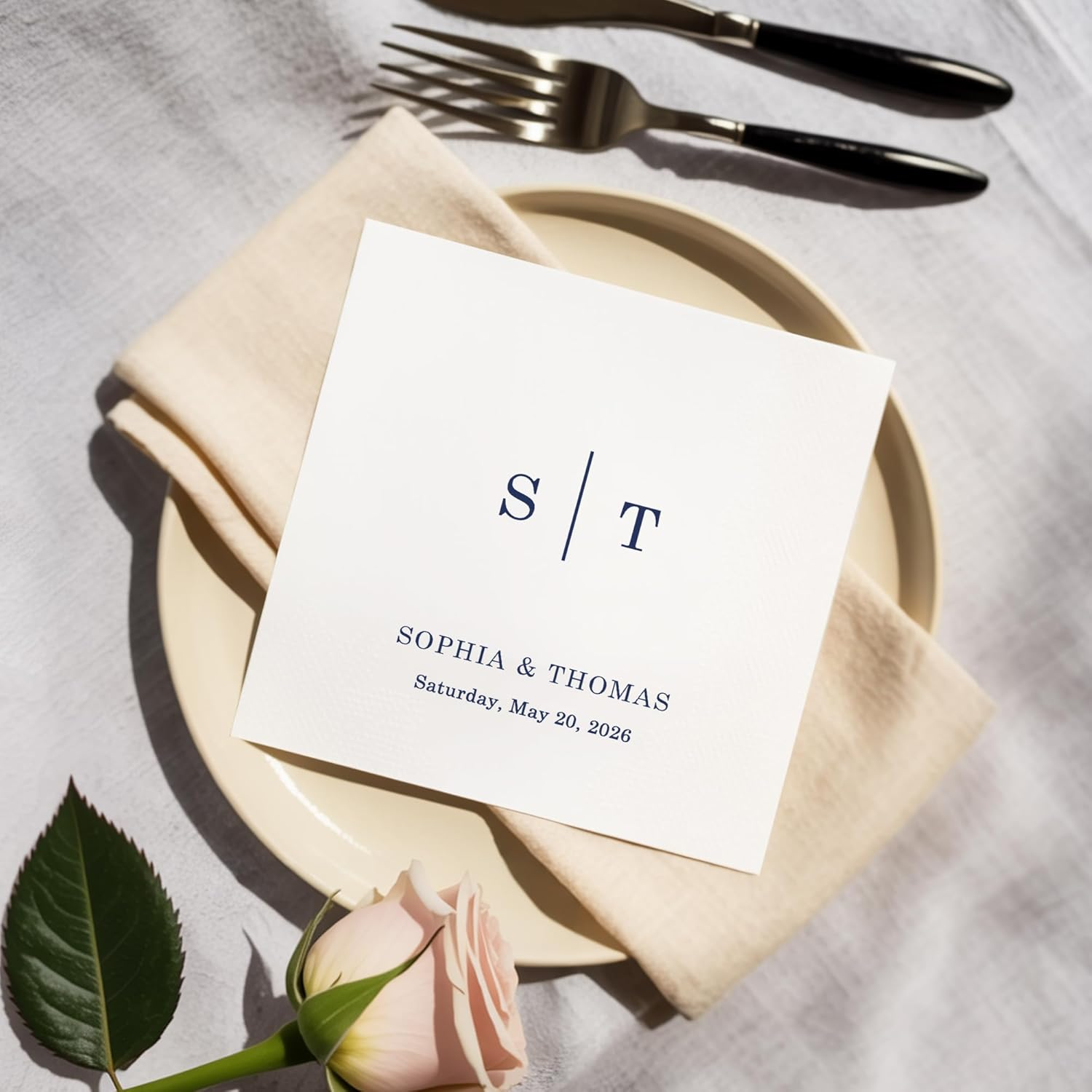Personalized Monogram Wedding Napkins – Custom S | T Minimalist Elegant Bride & Groom Decor