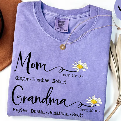Personalized Mom & Grandma Shirt – Custom Family Name T-Shirt with Birth Year – Unique Gift for Mothers & Grandmothers, Birthday, Mother’s Day
