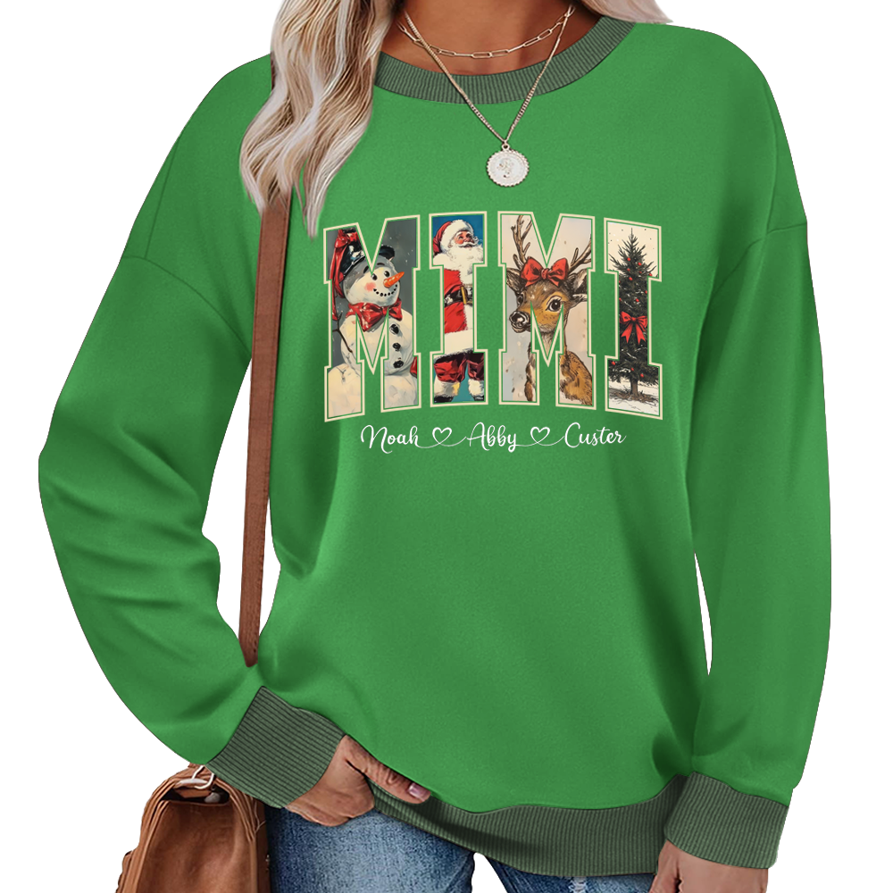 Personalized Mimi Christmas Sweatshirt with Grandkids’ Names Sweatshirt Mix