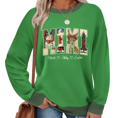 Personalized Mimi Christmas Sweatshirt with Grandkids’ Names Sweatshirt Mix