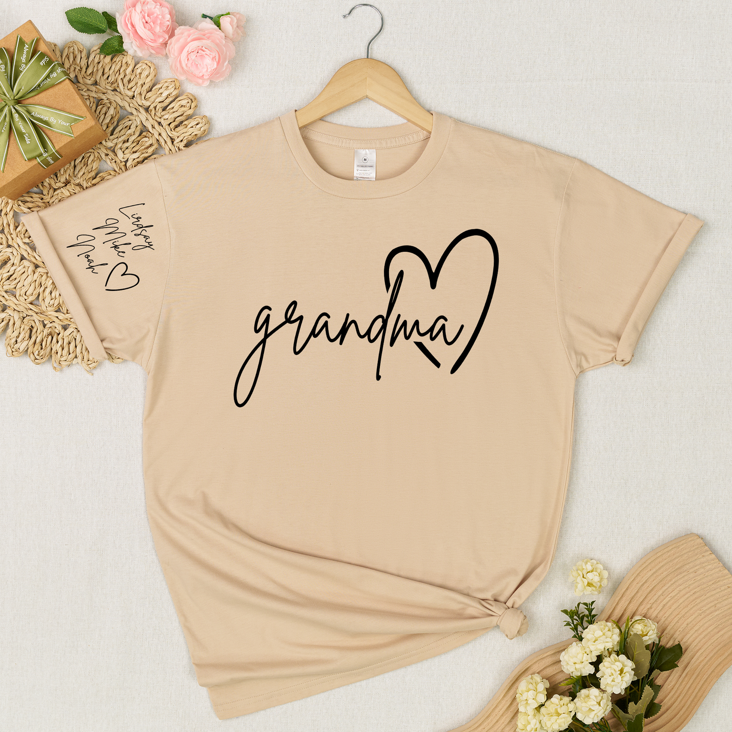 Personalized Grandma Heart T-Shirt with Custom Names - Perfect Gift for Grandma, Family, or Loved Ones