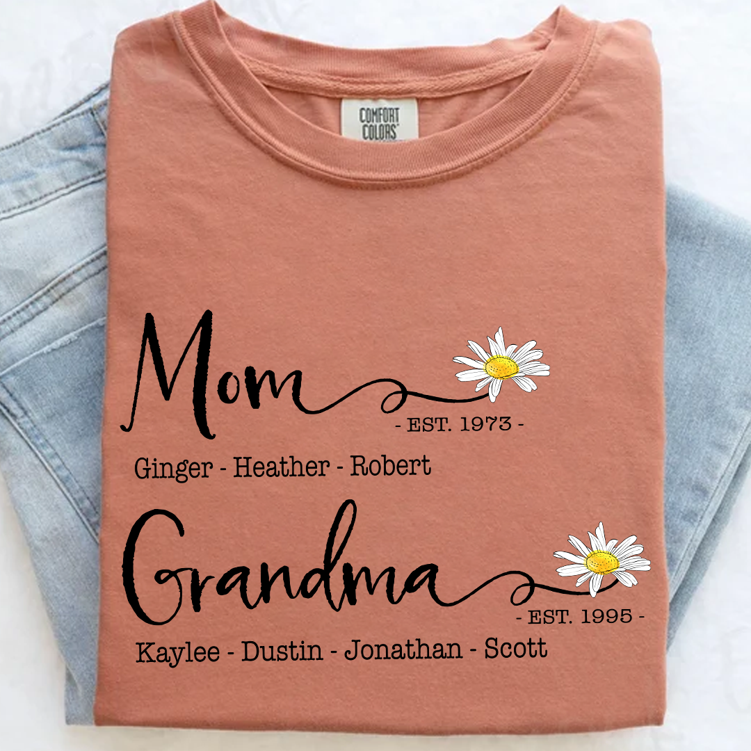 Personalized Mom & Grandma Shirt – Custom Family Name T-Shirt with Birth Year – Unique Gift for Mothers & Grandmothers, Birthday, Mother’s Day