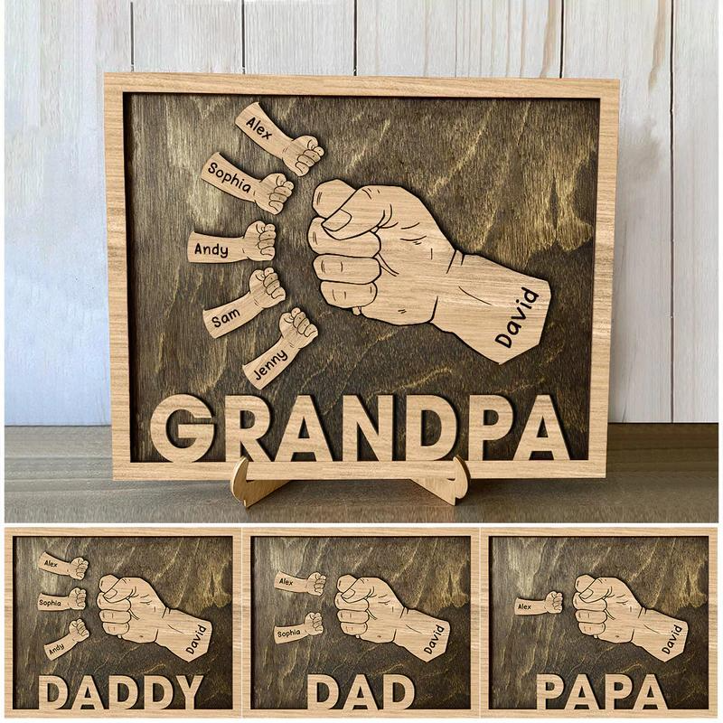 Personalized Fist Bump Sign Home Decor Wood Frame for Father's Day