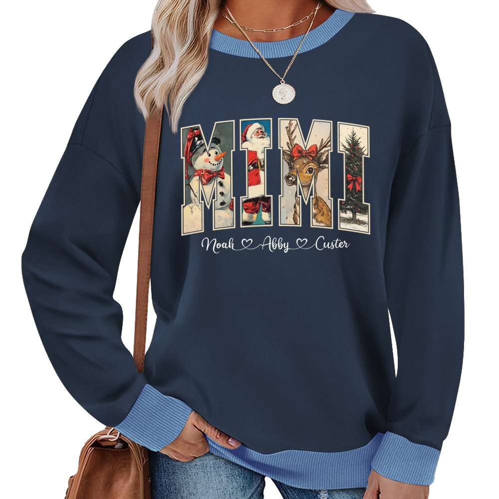 Personalized Mimi Christmas Sweatshirt with Grandkids’ Names Sweatshirt Mix