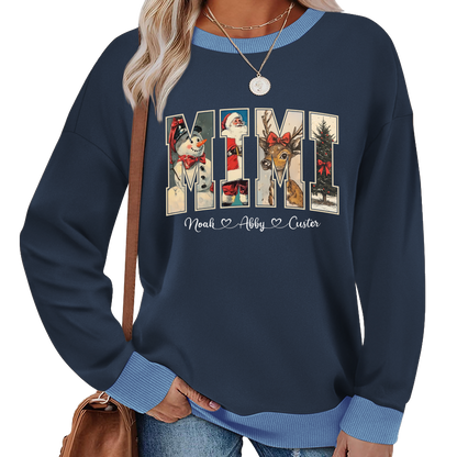 Personalized Mimi Christmas Sweatshirt with Grandkids’ Names Sweatshirt Mix