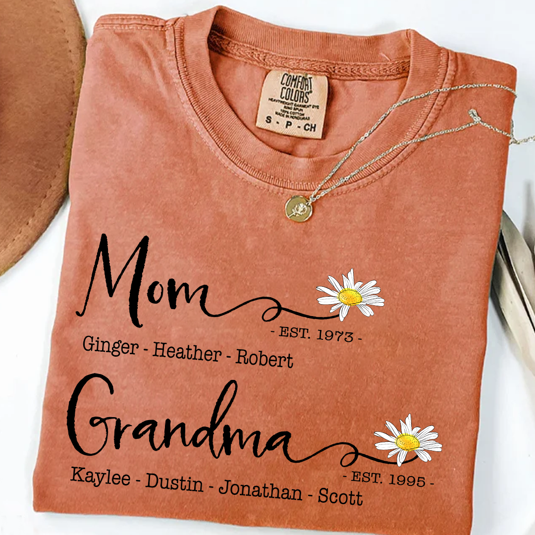 Personalized Mom & Grandma Shirt – Custom Family Name T-Shirt with Birth Year – Unique Gift for Mothers & Grandmothers, Birthday, Mother’s Day