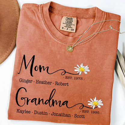 Personalized Mom & Grandma Shirt – Custom Family Name T-Shirt with Birth Year – Unique Gift for Mothers & Grandmothers, Birthday, Mother’s Day