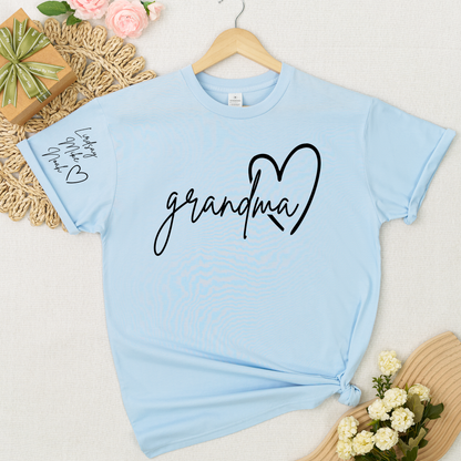 Personalized Grandma Heart T-Shirt with Custom Names - Perfect Gift for Grandma, Family, or Loved Ones