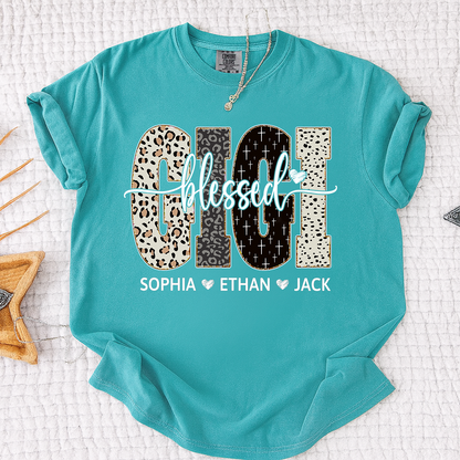 Comfort Colors® Bible Style Design, Custom Gift For Blessed Gigi And Her Grandchildren