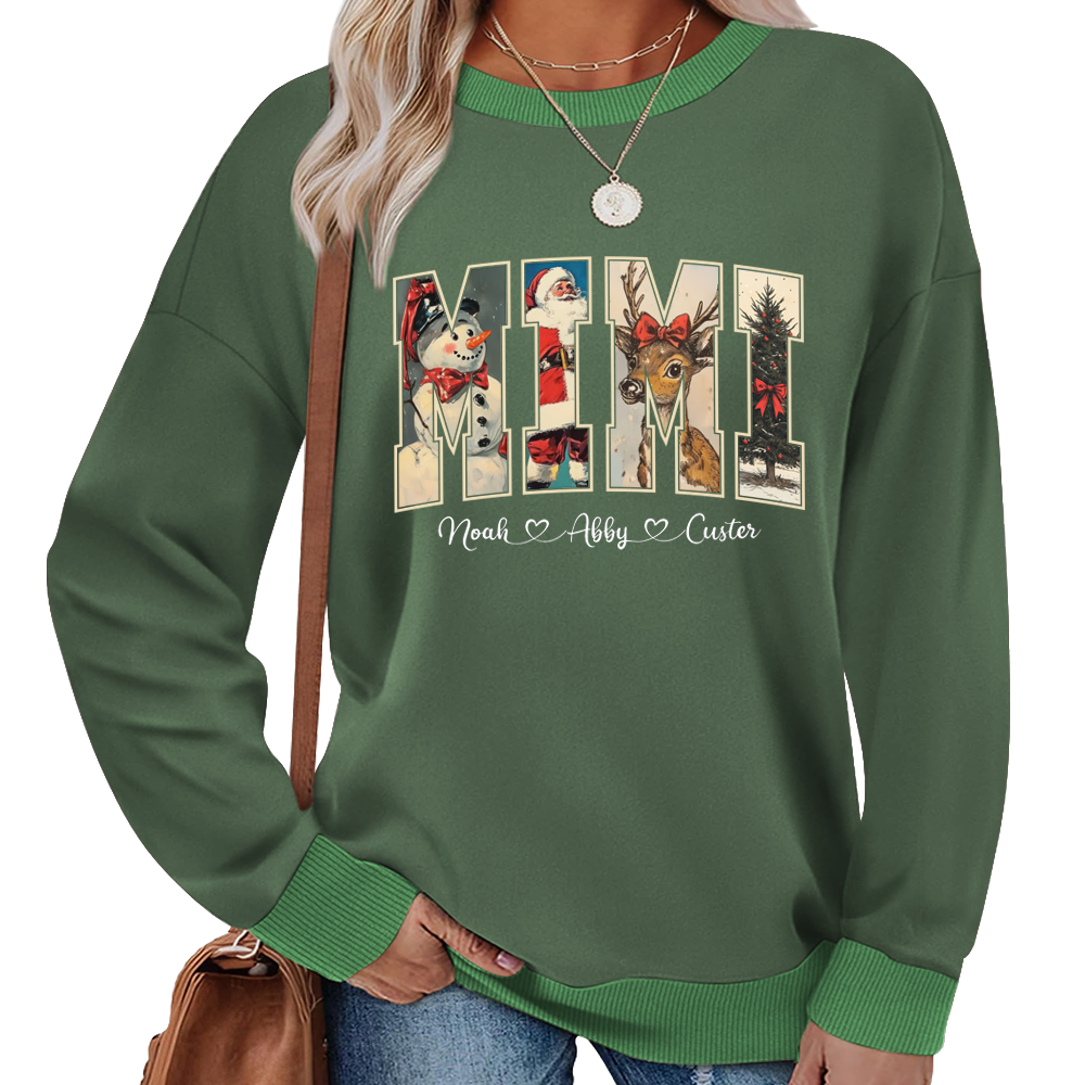 Personalized Mimi Christmas Sweatshirt with Grandkids’ Names Sweatshirt Mix