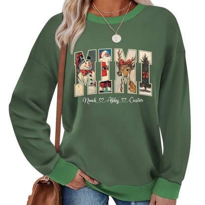 Personalized Mimi Christmas Sweatshirt with Grandkids’ Names Sweatshirt Mix