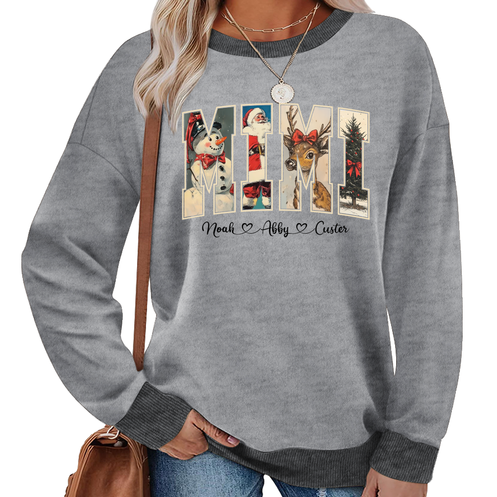 Personalized Mimi Christmas Sweatshirt with Grandkids’ Names Sweatshirt Mix