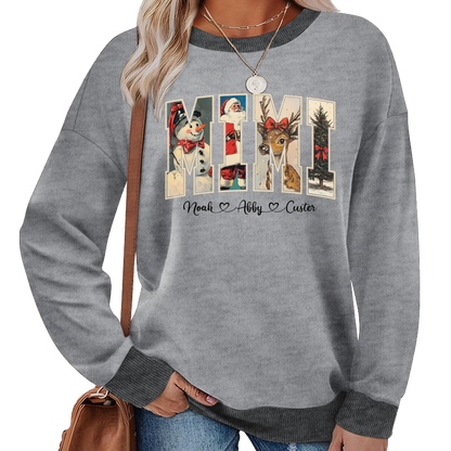 Personalized Mimi Christmas Sweatshirt with Grandkids’ Names Sweatshirt Mix
