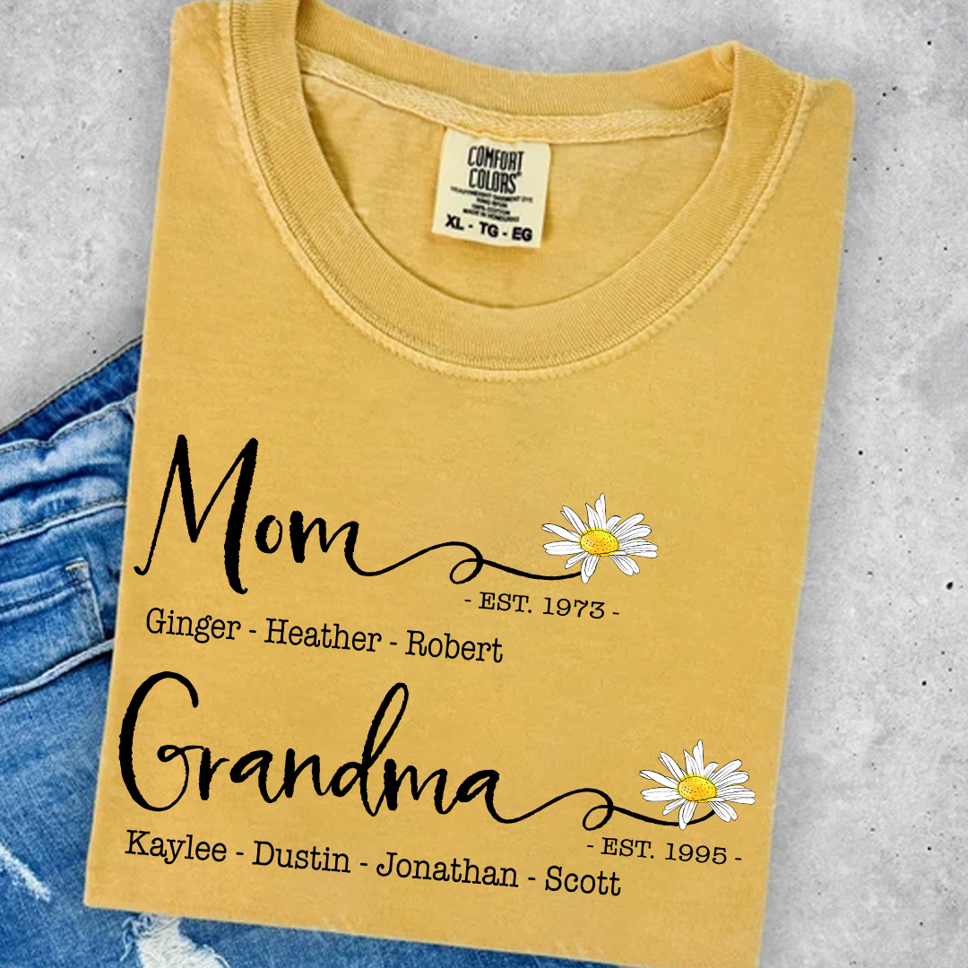 Personalized Mom & Grandma Shirt – Custom Family Name T-Shirt with Birth Year – Unique Gift for Mothers & Grandmothers, Birthday, Mother’s Day
