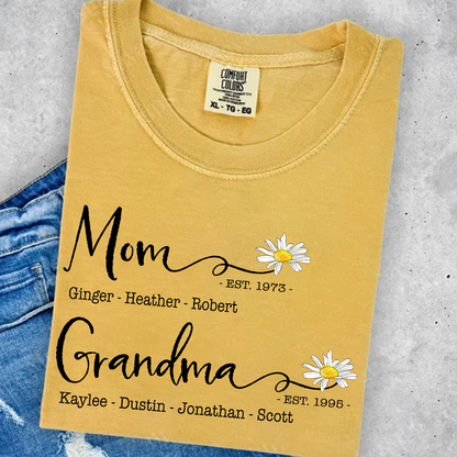 Personalized Mom & Grandma Shirt – Custom Family Name T-Shirt with Birth Year – Unique Gift for Mothers & Grandmothers, Birthday, Mother’s Day