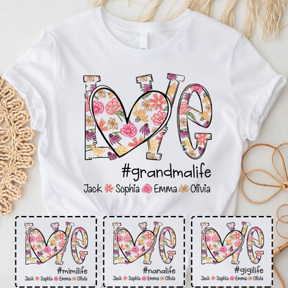 Love Flower Color Grandma Life With Kids, Mother's Day Gift TH T-Shirt