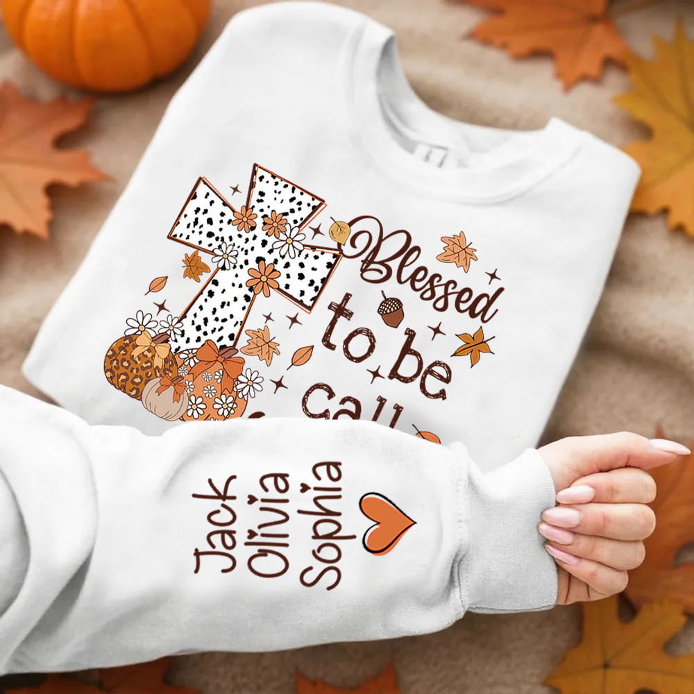 Personalized Grandma Fall Sweatshirt – Blessed to Be Called Grandma with Custom Grandkids’ Names – Grandparents Day Gift