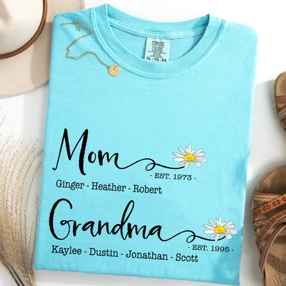 Personalized Mom & Grandma Shirt – Custom Family Name T-Shirt with Birth Year – Unique Gift for Mothers & Grandmothers, Birthday, Mother’s Day